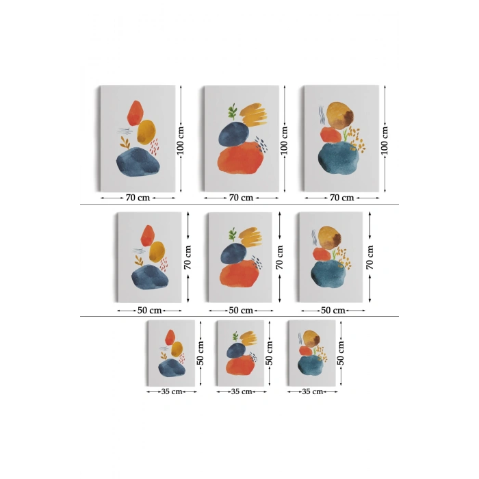 Suluboya Şekilleri Soyut Sanat Dekoratif Tablo Seti-AÖ-15