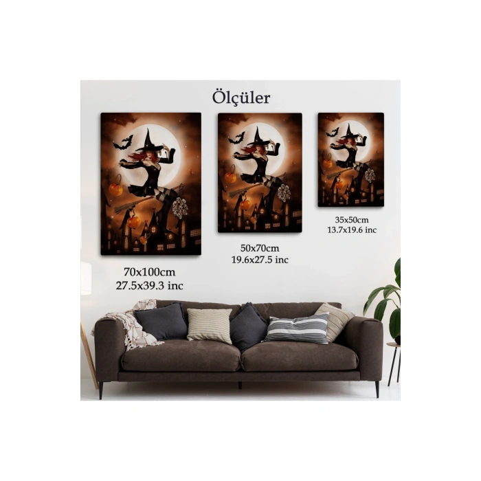 Süpürge ile Uçan Cadı, Cadılar Bayramı Hediyesi, Hellowen Tablo -6271