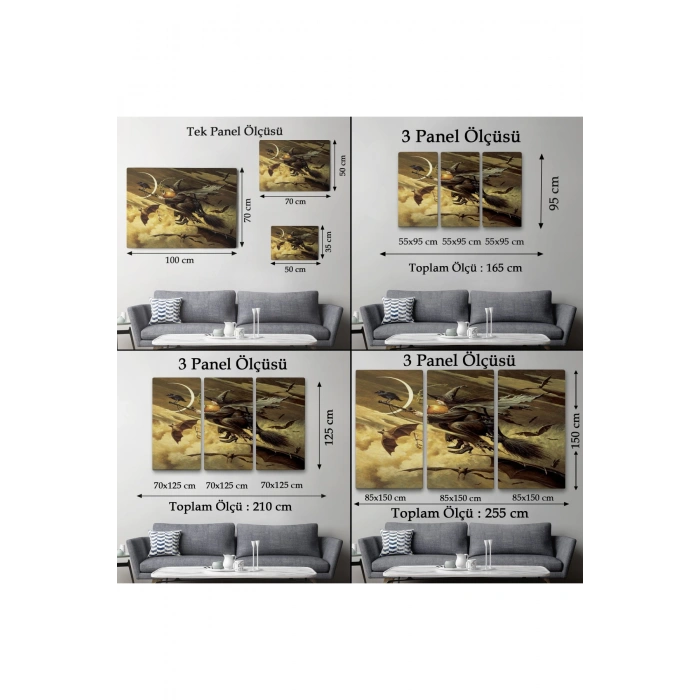 Süpürge İle Uçan Cadı ve Kedisi Cadılar Bayramı Helloven Duvar Tablosu -6559