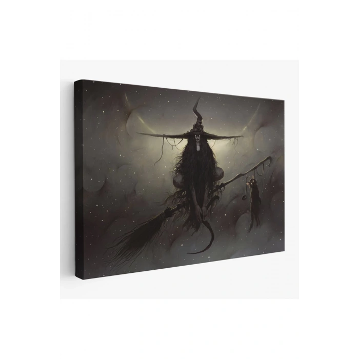 Süpürgesinde Uçan Cadı Tablosu, Witches Halloween-6564