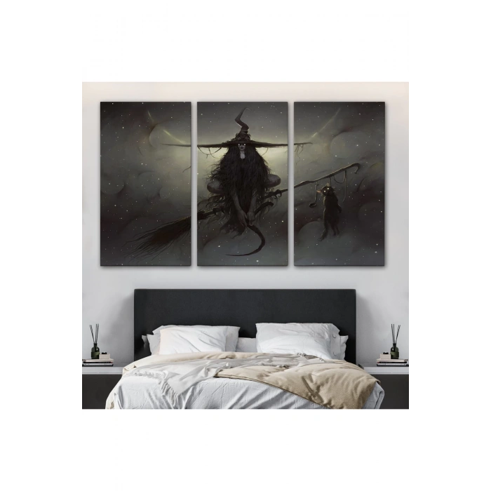 Süpürgesinde Uçan Cadı Tablosu, Witches Halloween-6564