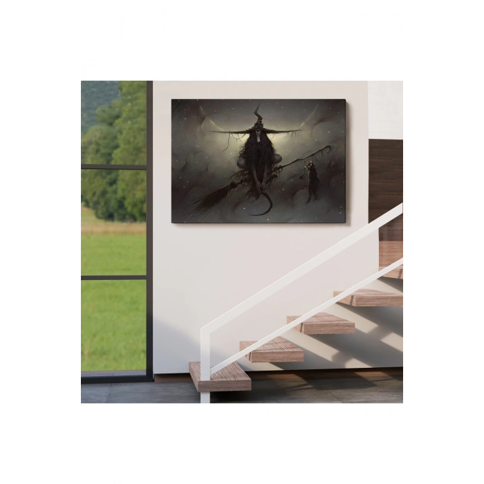 Süpürgesinde Uçan Cadı Tablosu, Witches Halloween-6564