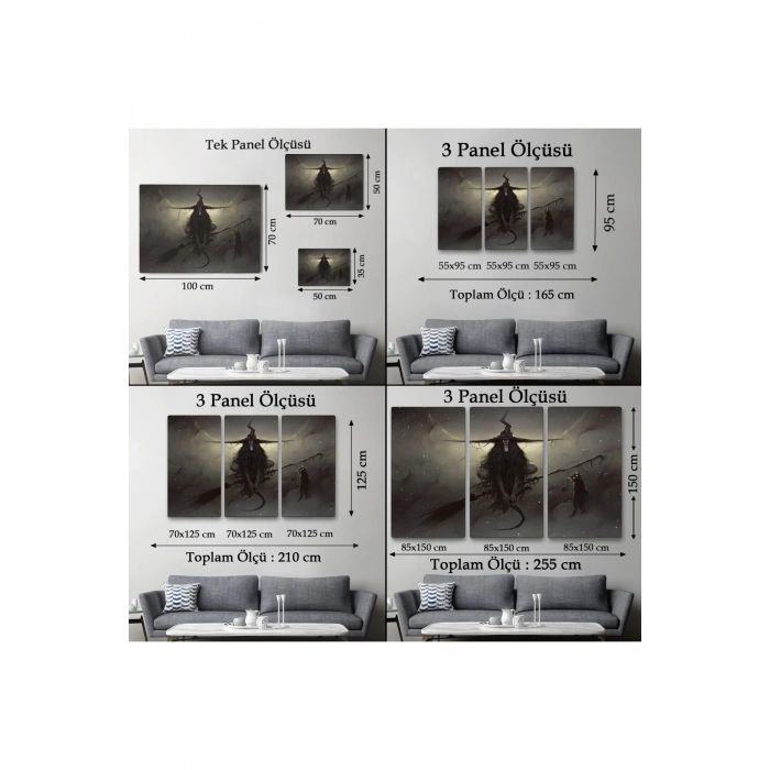 Süpürgesinde Uçan Cadı Tablosu, Witches Halloween-6564