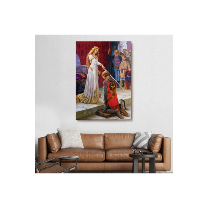 The Accolade - Edmund Blair Leighton Şövalyenin Kraliçeye Sadakat Tablosu-6460