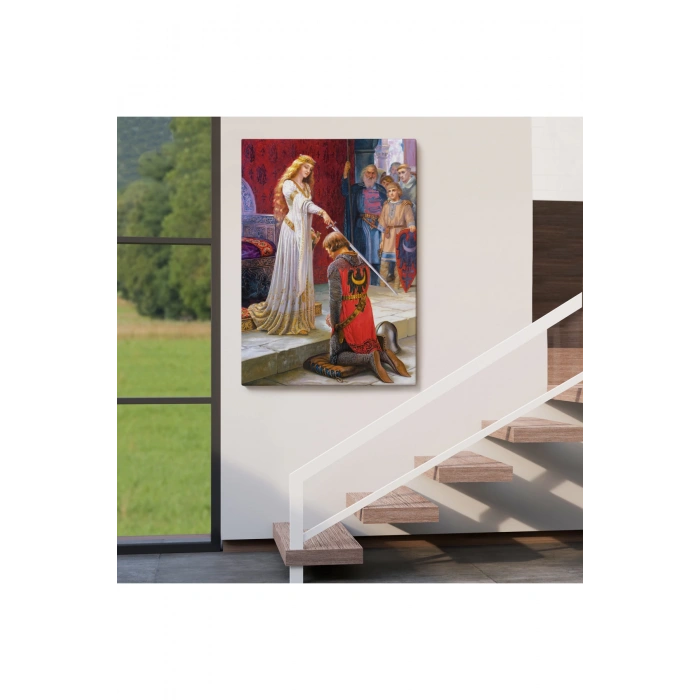 The Accolade - Edmund Blair Leighton Şövalyenin Kraliçeye Sadakat Tablosu-6460