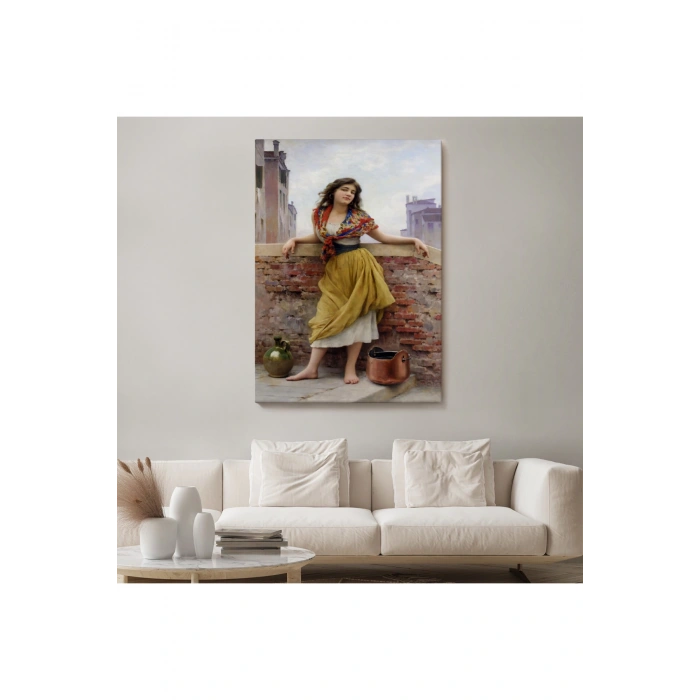 The Watercarrier Eugene de Blaas Su Taşıyan Kız Tablosu-6435