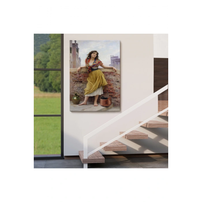 The Watercarrier Eugene de Blaas Su Taşıyan Kız Tablosu-6435