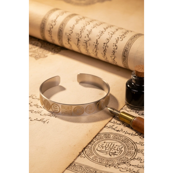 Titanyum Kaplama Gümüş Renk Dualı Çelik Bileklik Paslanmaz Kararmaz Unisex