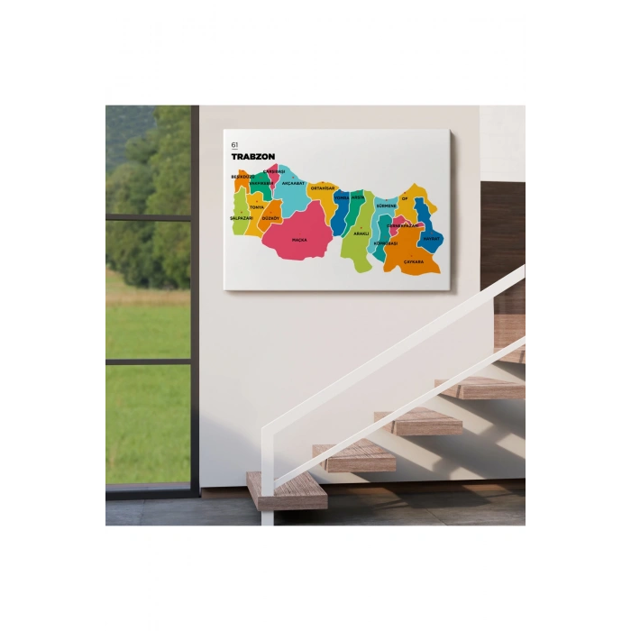 Trabzon İli ve İlçeler Haritası  Dekoratif Kanvas Tablo 1469