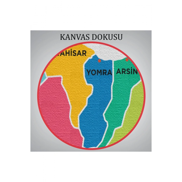 Trabzon İli ve İlçeler Haritası  Dekoratif Kanvas Tablo 1469