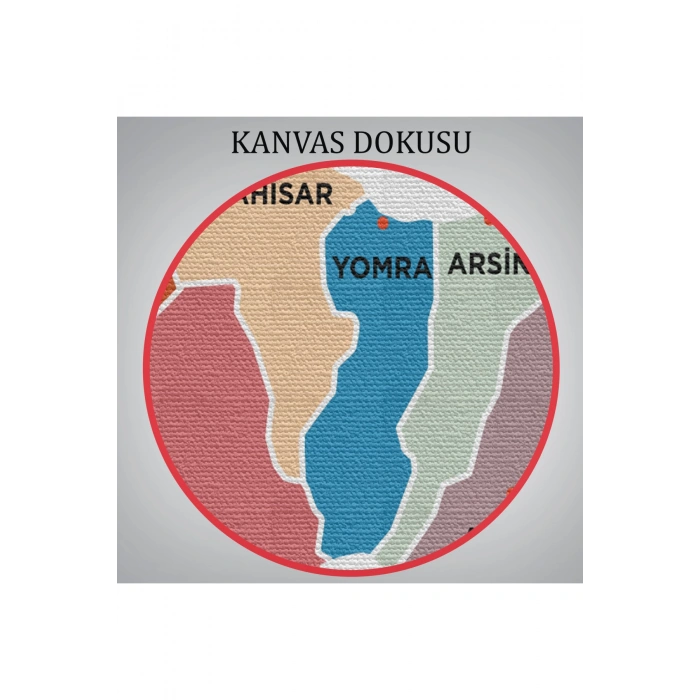 Trabzon İli ve İlçeler Haritası  Dekoratif Kanvas Tablo 1470