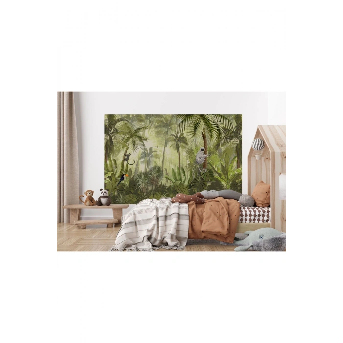Tropikal Orman Bitkileri ve Hayvanları Çocuk Odası Duvar Kağıdı-5639