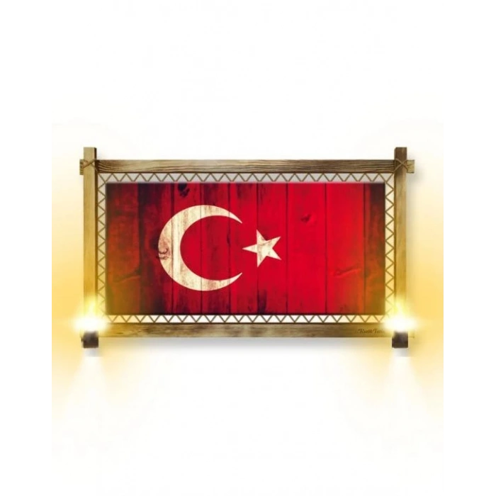 Türk Bayrağı Kanvas Rustik  96x66