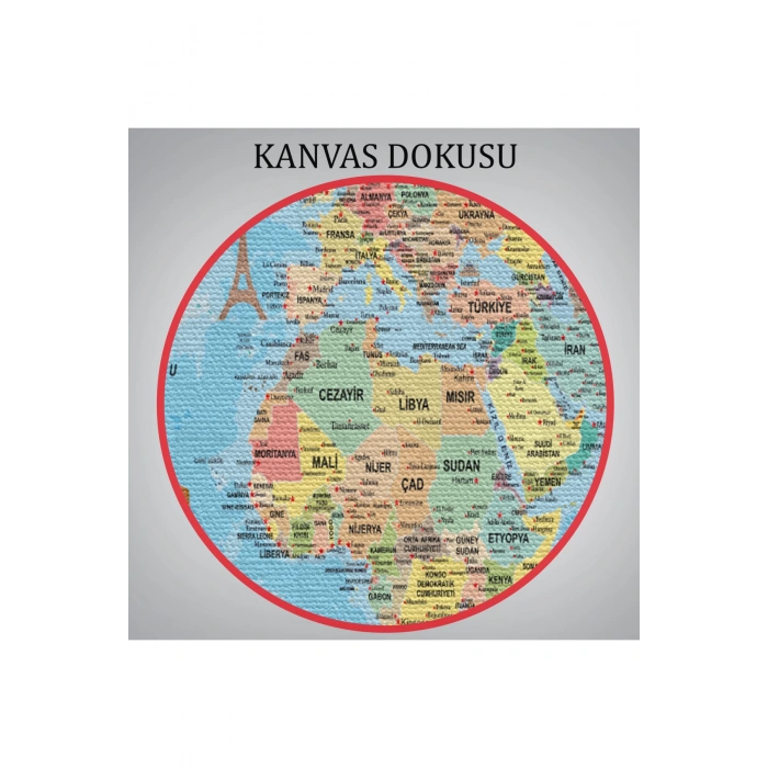 Türkçe Dünya Haritası Kanvas Tablo Son Derece Detaylı ve Dekoratif-2018