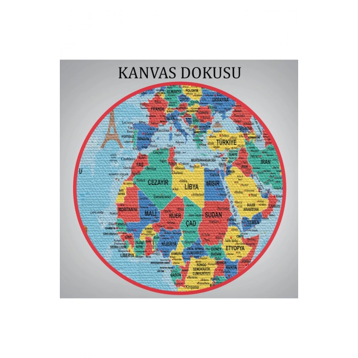 Türkçe Dünya Haritası Kanvas Tablo Son Derece Detaylı ve Dekoratif-2020