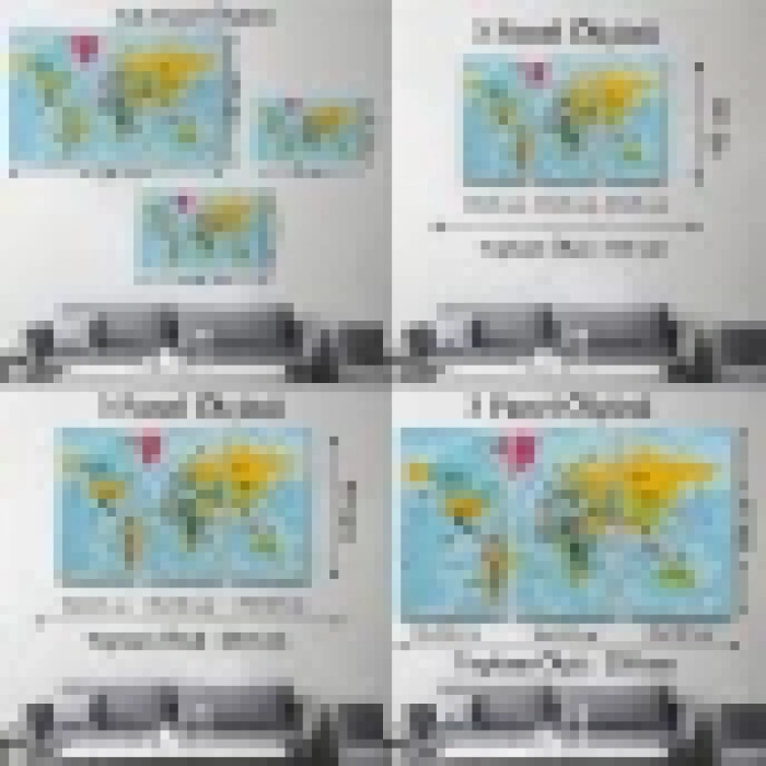 Türkçe Dünya Haritası Kanvas Tablo Son Derece Detaylı ve Dekoratif-2022