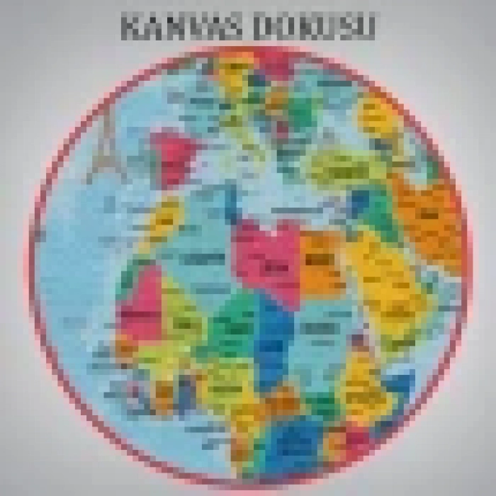 Türkçe Dünya Haritası Kanvas Tablo Son Derece Detaylı ve Dekoratif-2022