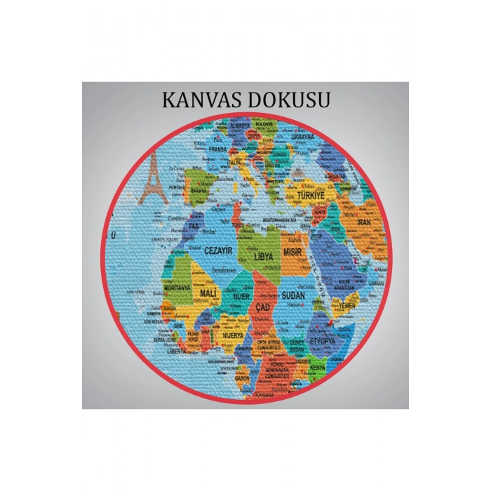 Türkçe Dünya Haritası Kanvas Tablo Son Derece Detaylı ve Dekoratif-2040