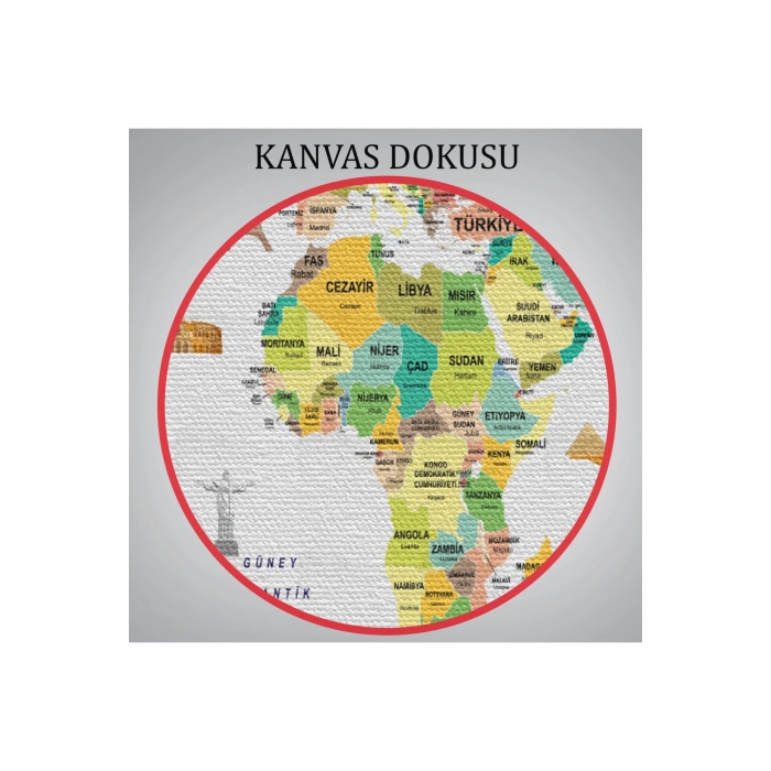 Türkçe Dünya Haritası Ülke Bayrak ve Başkentli Kanvas Tablo 1914