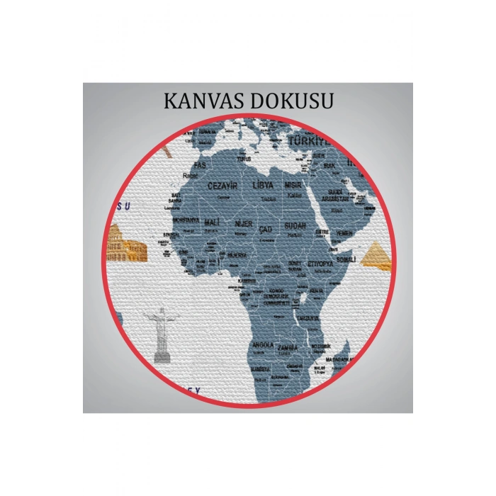 Türkçe Dünya Haritası Ülke Bayrak ve Başkentli Kanvas Tablo 1920