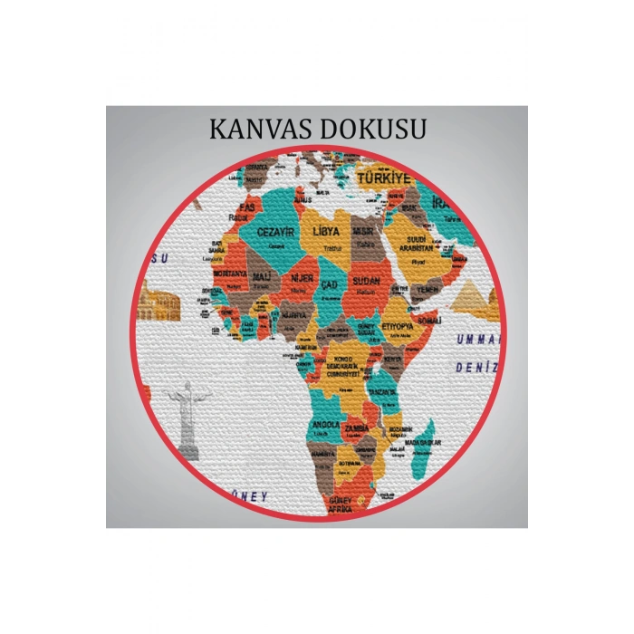 Türkçe Dünya Haritası Ülke Bayrak ve Başkentli Kanvas Tablo 1922