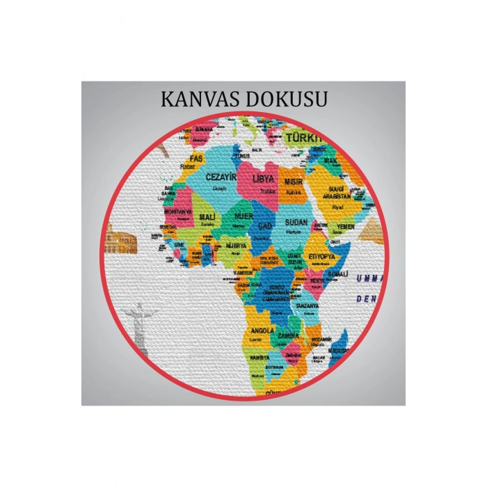 Türkçe Dünya Haritası Ülke Bayrak ve Başkentli Kanvas Tablo 1948