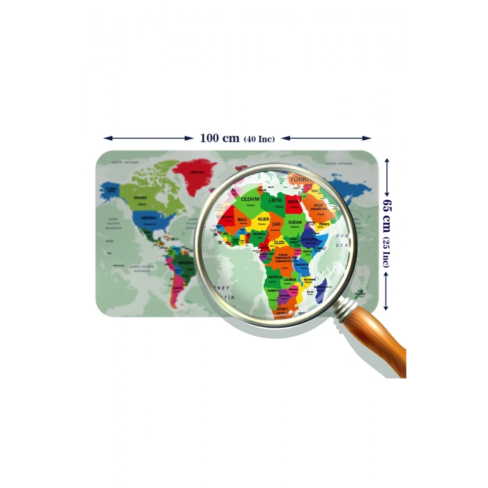 Türkçe Eğitici Ülke ve Başkent Okyanus Detaylı Atlası  Dünya Haritası Duvar Sticker -60x105-3840