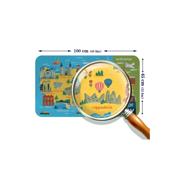 Türkçe Eğitici Ülke ve Başkent Okyanus Detaylı Atlası  Dünya Haritası Duvar Sticker -60x105-3870