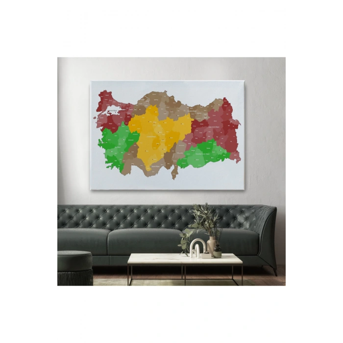 Türkiye Bölgeler haritası Dekoratif Kanvas Tablo 1004