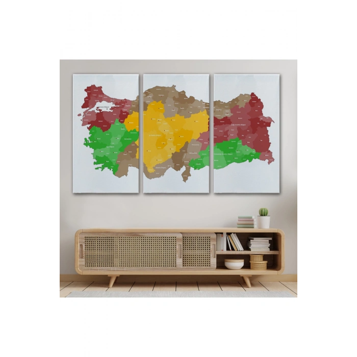 Türkiye Bölgeler haritası Dekoratif Kanvas Tablo 1004