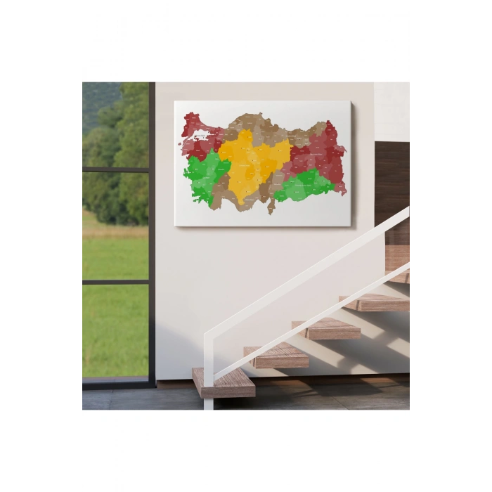 Türkiye Bölgeler haritası Dekoratif Kanvas Tablo 1004