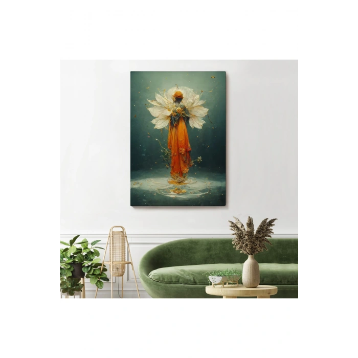 Turuncu Kıyafetli Sürreal Kadın Tablosu-6378