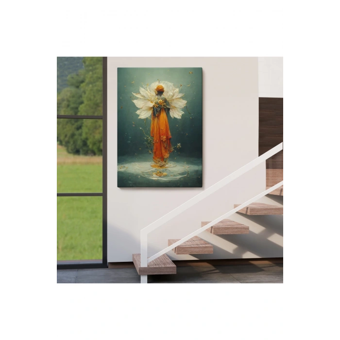 Turuncu Kıyafetli Sürreal Kadın Tablosu-6378