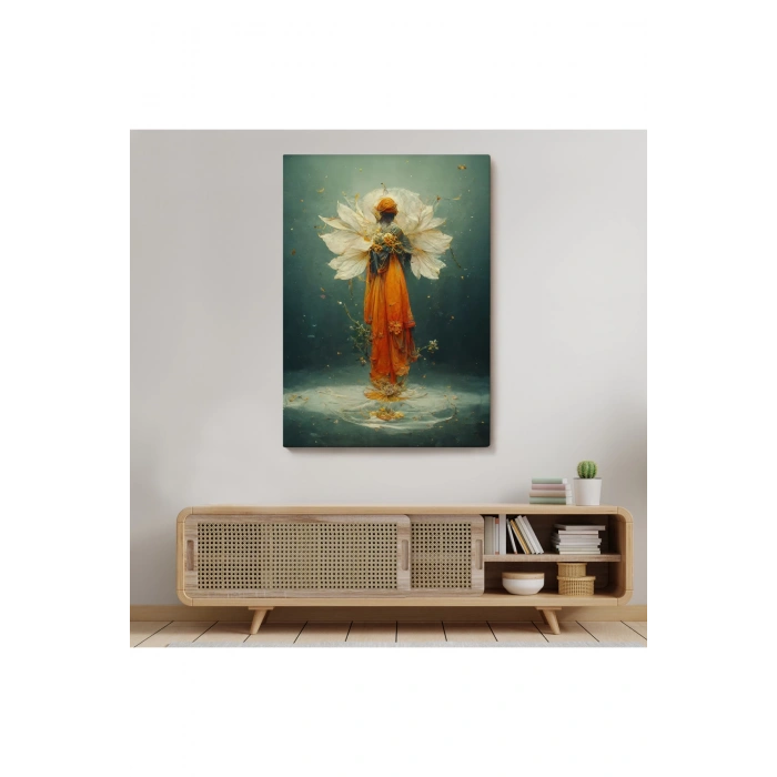 Turuncu Kıyafetli Sürreal Kadın Tablosu-6378