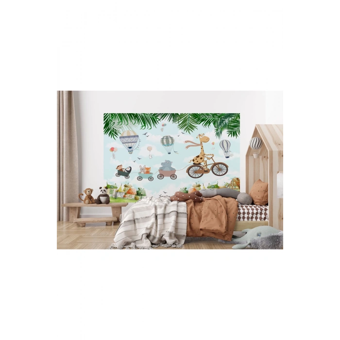 Uçan Hayvanlar ve Uçan Balonlar Bebek ve Çocuk Odası Duvar Kağıdı-5629