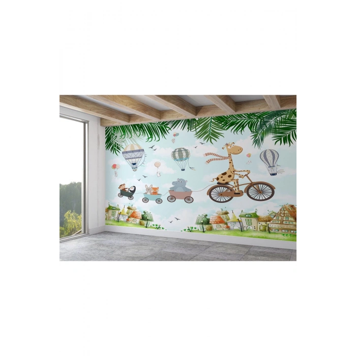 Uçan Hayvanlar ve Uçan Balonlar Bebek ve Çocuk Odası Duvar Kağıdı-5629