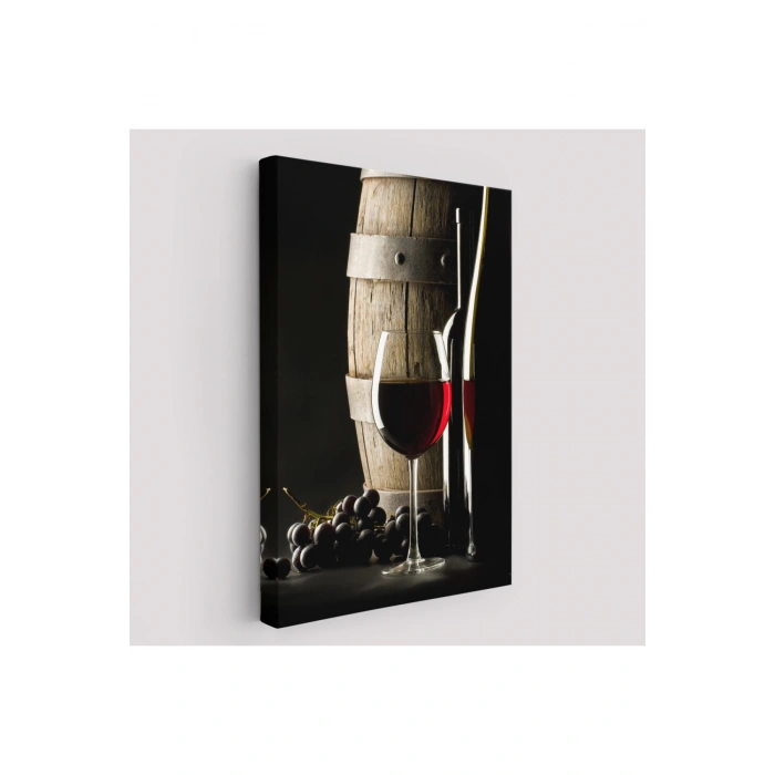 Üzüm Şarabı ve Fıçısı Dekoratif Duvar Tablosu-6436