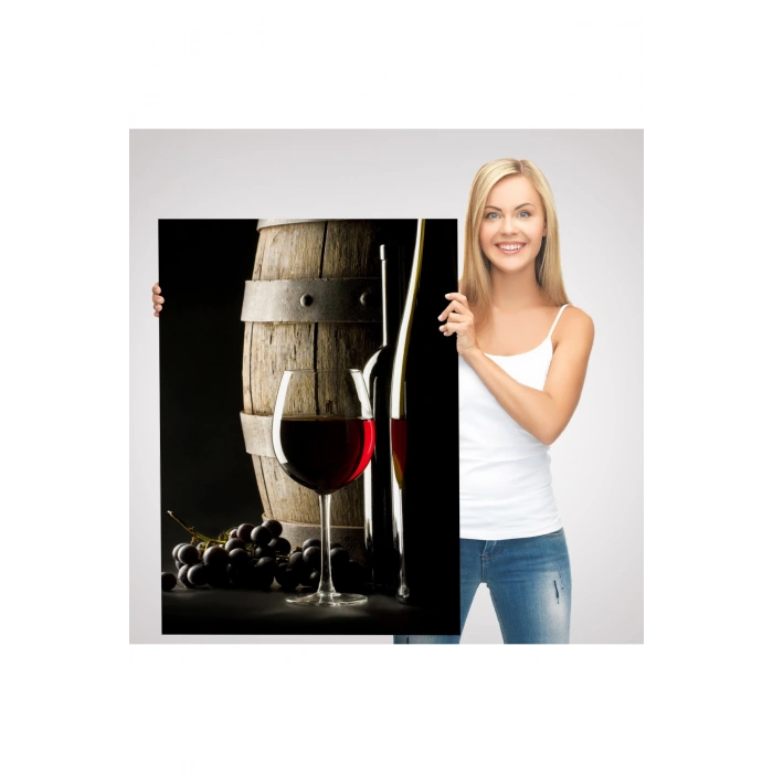 Üzüm Şarabı ve Fıçısı Dekoratif Duvar Tablosu-6436