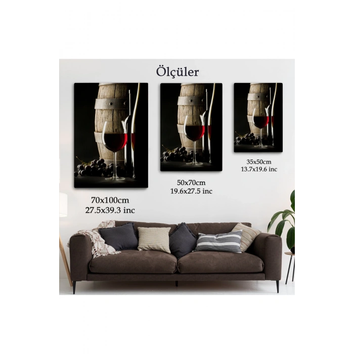 Üzüm Şarabı ve Fıçısı Dekoratif Duvar Tablosu-6436