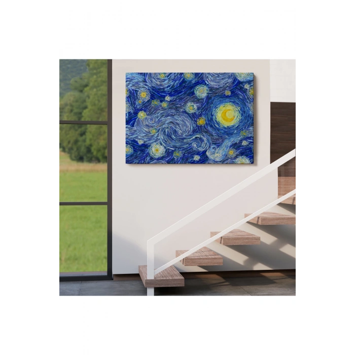 Van Gogh Yıldızlı Gece Dekoratif Kanvas Tablo-6519