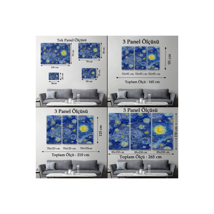 Van Gogh Yıldızlı Gece Dekoratif Kanvas Tablo-6519