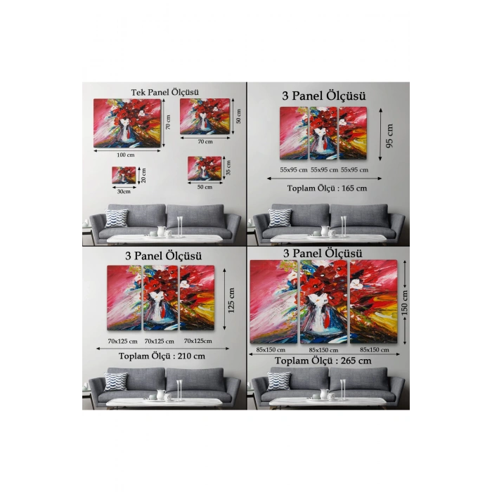 Vazo İçindeki Çiçekler Yağlıboya Görünüm DekoratiF Duvar Tablo-6520