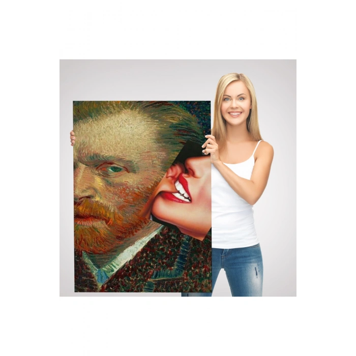 Vincent van Gogh Kulağını Isıran Kadın Pop Art Tablo-6486