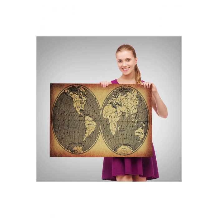 Vintage Eskitme Dünya Haritası 1008