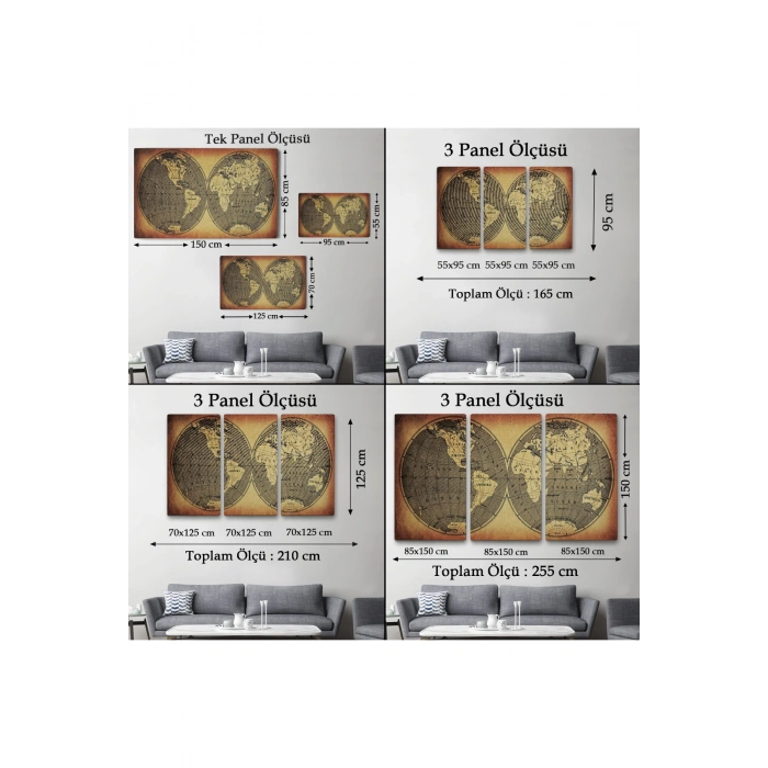 Vintage Eskitme Dünya Haritası 1008