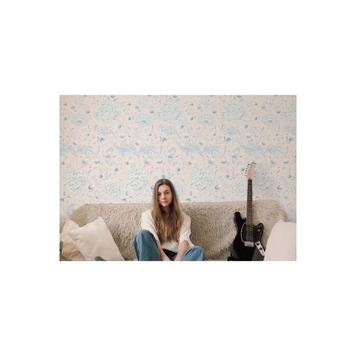 VintagePastel Çiçekler Yapraklar Duvar Kağıdı-5645