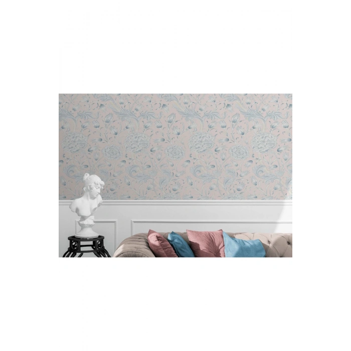 VintagePastel Çiçekler Yapraklar Duvar Kağıdı-5645