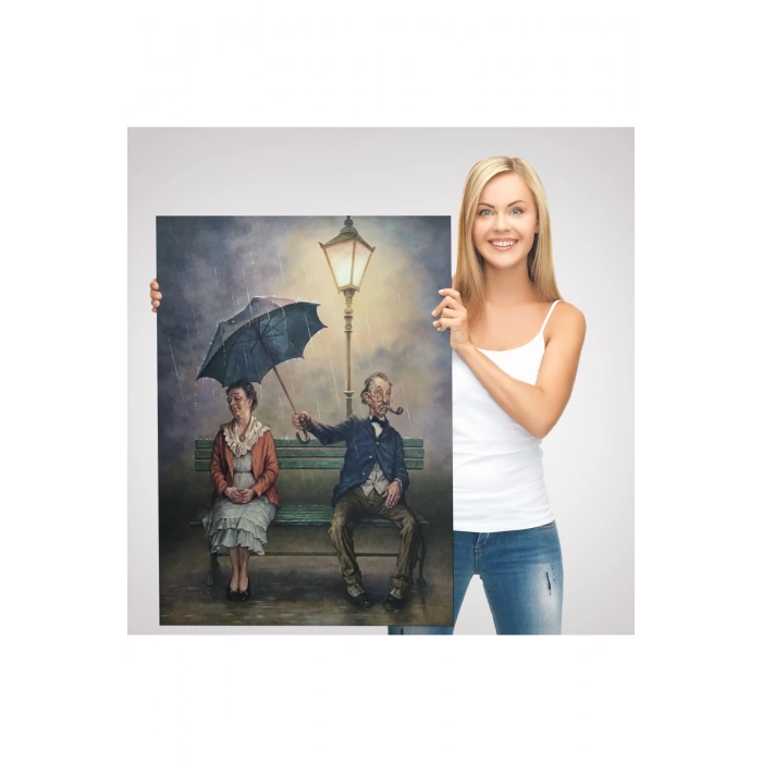 Yağmur Altındaki Küs Sevgililer Dekoratif Duvar Tablosu-6223
