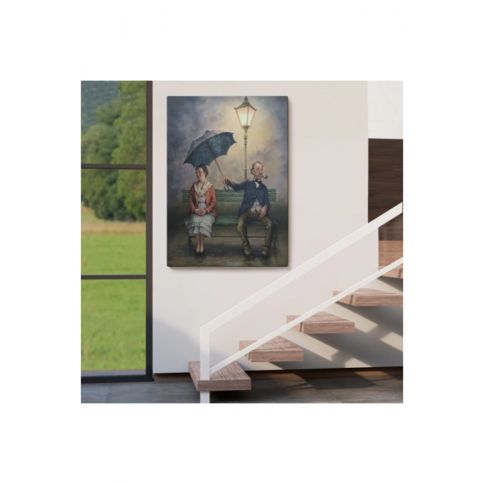 Yağmur Altındaki Küs Sevgililer Dekoratif Duvar Tablosu-6223