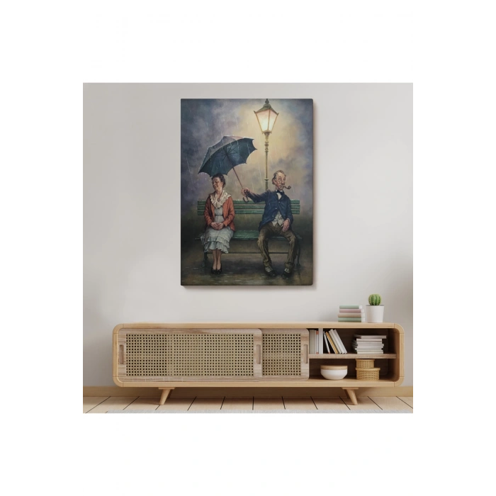 Yağmur Altındaki Küs Sevgililer Dekoratif Duvar Tablosu-6223